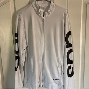 Adidas White Jacket with Black Sleeve Logo